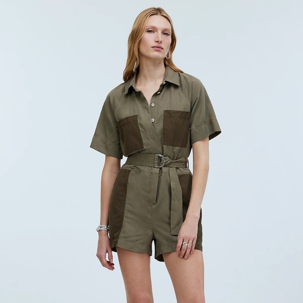 Madewell Patch-Pocket Short-Sleeve Romper NWT